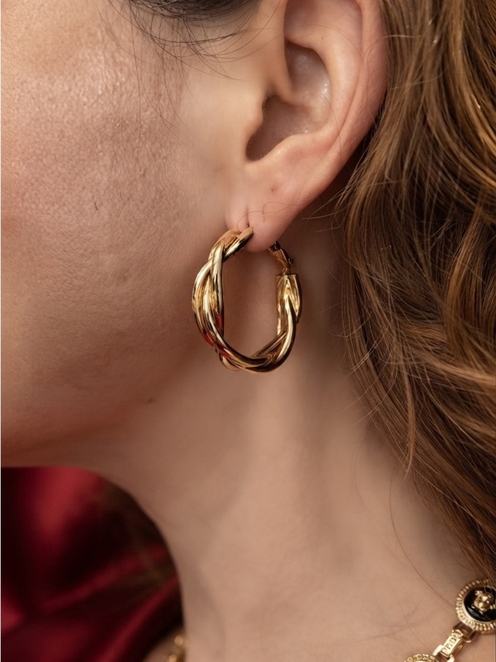 Gold Twisted Hoop Earrings - Brand